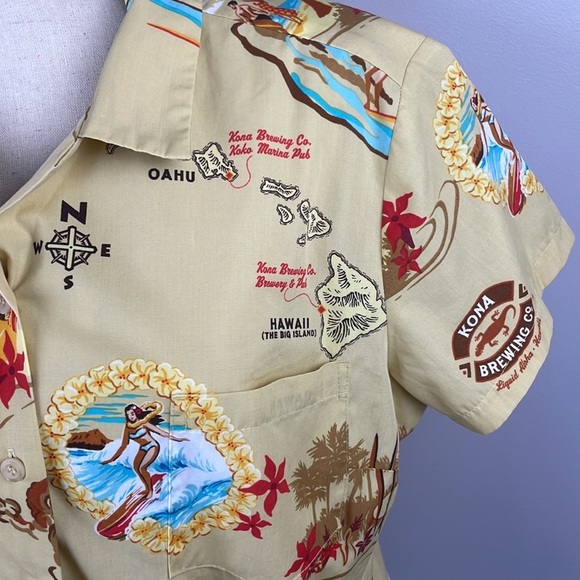 Tori Richard Honolulu Kona Brewing Co Hawaii Womens Shirt SZ XL Made in USA - Picture 5 of 11